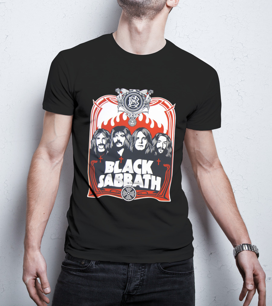 Black Sabbath Vintage Style Band Portrait With Gothic Symbolism T-Shirt