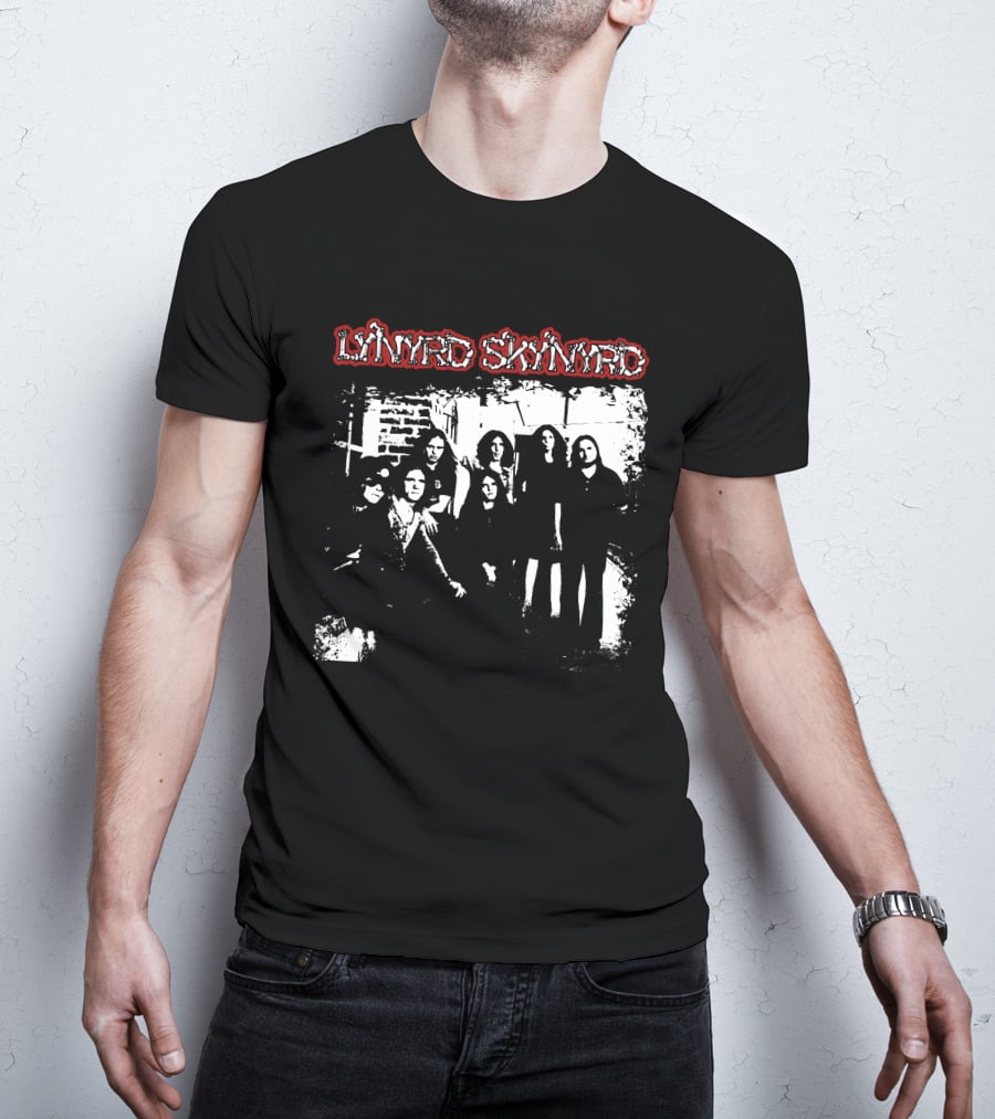 Lynyrd Skynyrd Band Black And White Group Photo T-Shirt