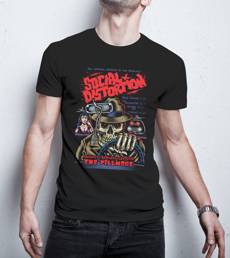 Bill Graham Presents Social Distortion January 31 February 1-2-4 2008 The Fillmore T-Shirt