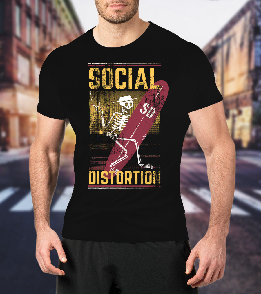 Social Distortion Skeleton With Surfboard Sdt T-Shirt