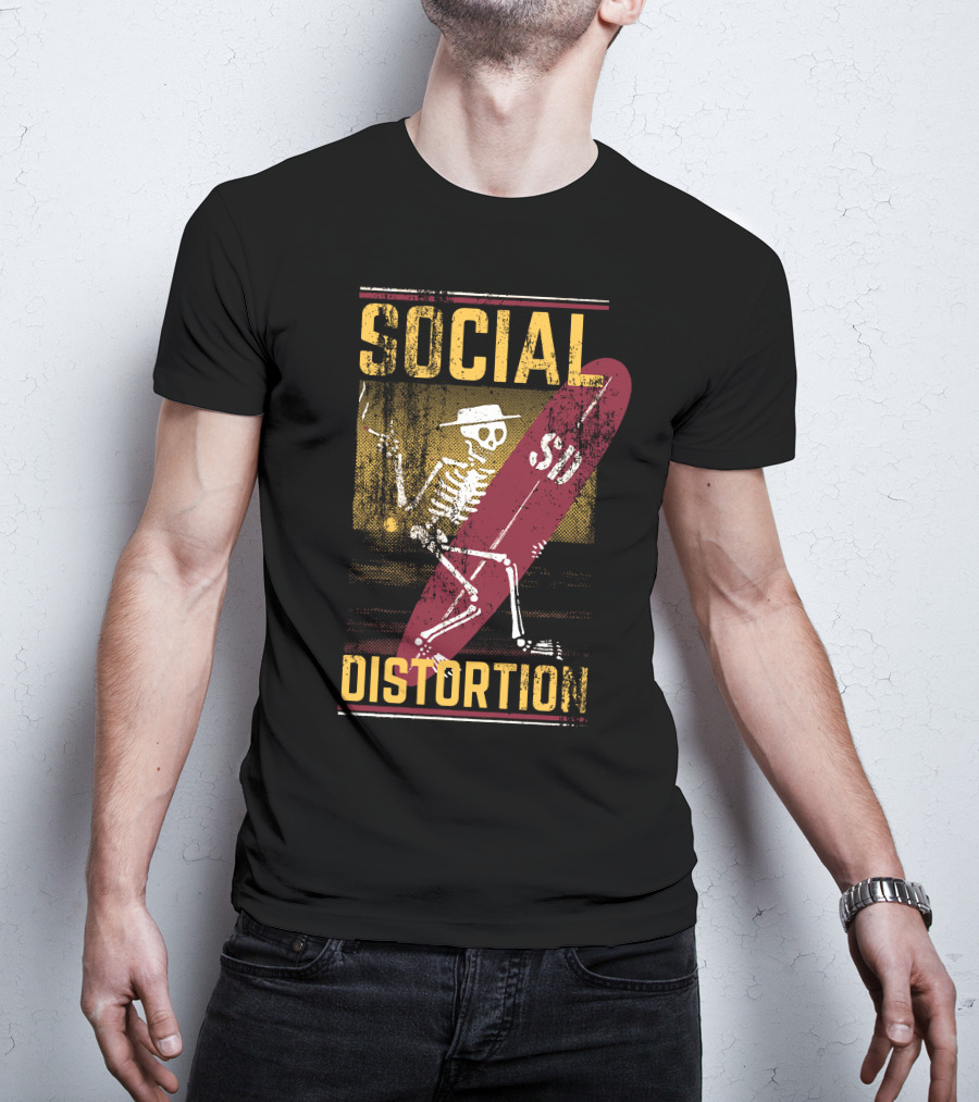 Social Distortion Skeleton With Surfboard Sdt T-Shirt