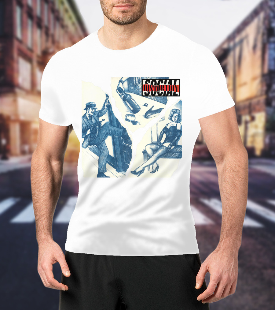 Social Distortion Retro Noir Collage With Gangster And Femme Fatale T-Shirt