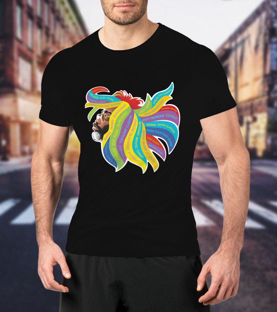 Psychedelic Funk Portrait With Bootsy Collins Dr. Funkenstein References In Vibrant Afro  Colors T-Shirt