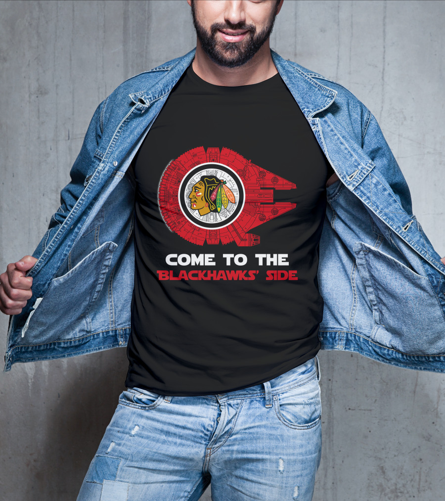 Chicago Blackhawks Come To The Blackhawks' Side Millennium Falcon T-Shirt