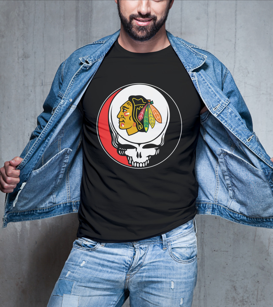 Chicago Blackhawks Grateful Dead Skull T-Shirt
