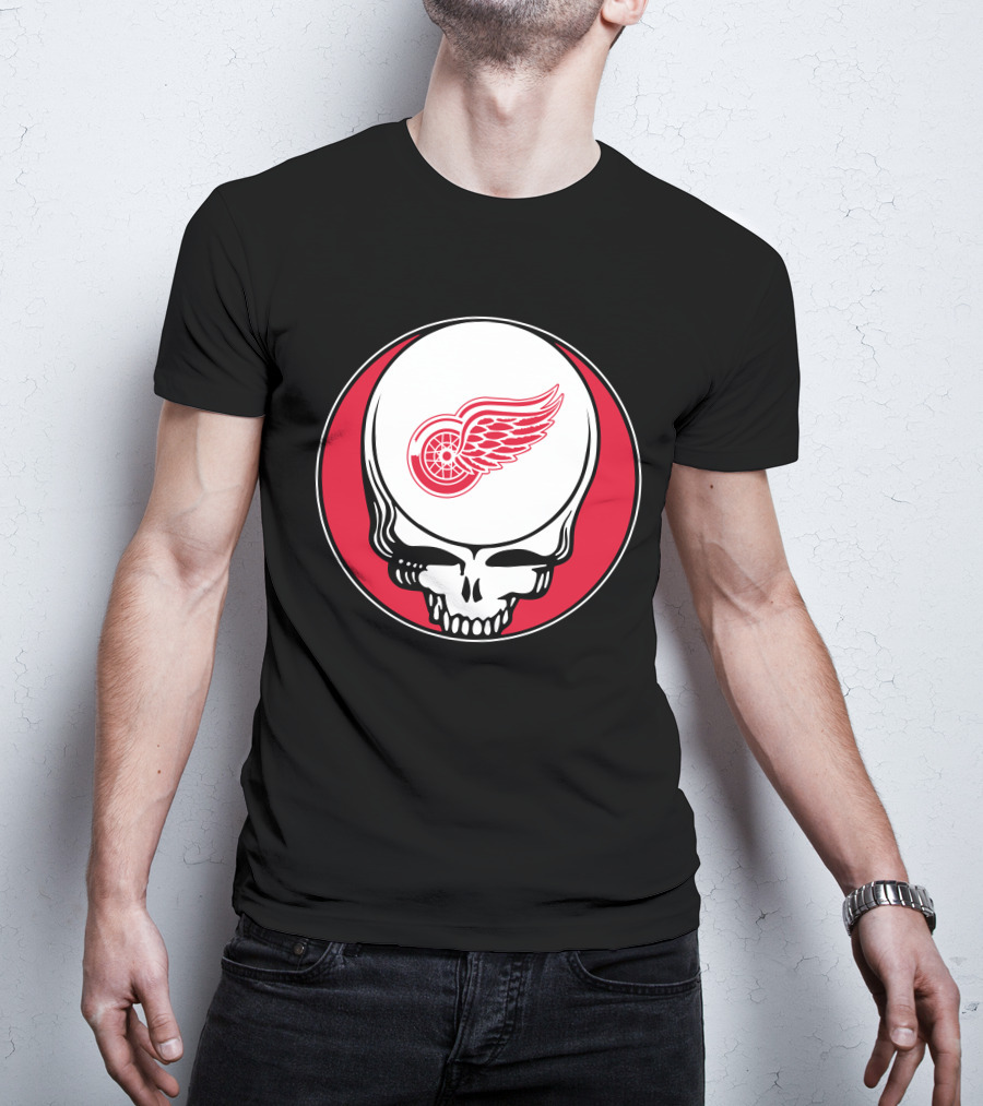 Detroit Red Wings Grateful Dead Skull T-Shirt