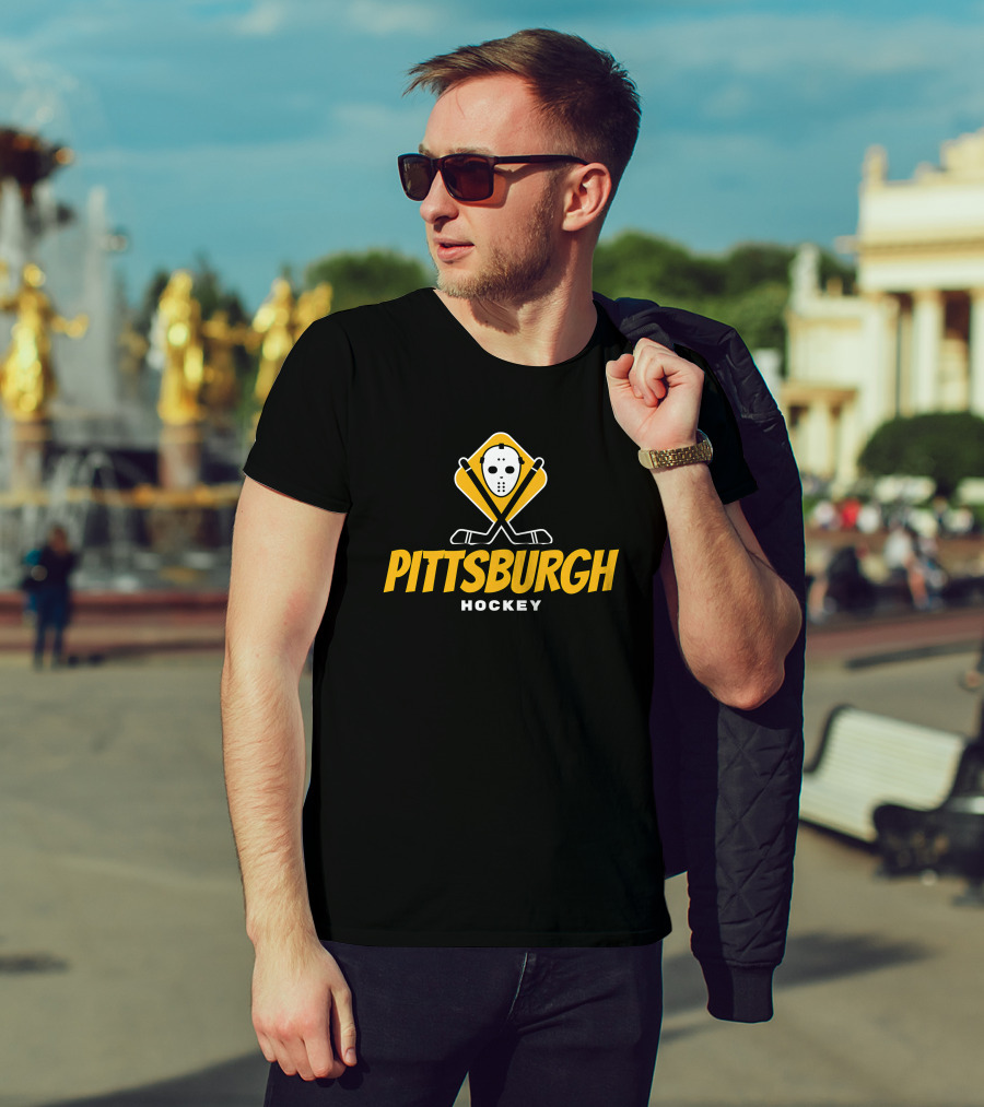 Pittsburgh Hockey Mask And Crossed Sticks T-Shirt
