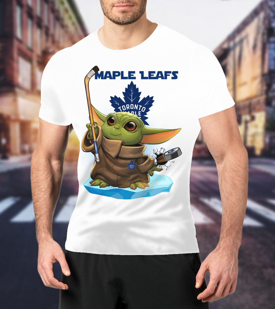 Baby Yoda Toronto Maple Leafs Hockey Fan T-Shirt