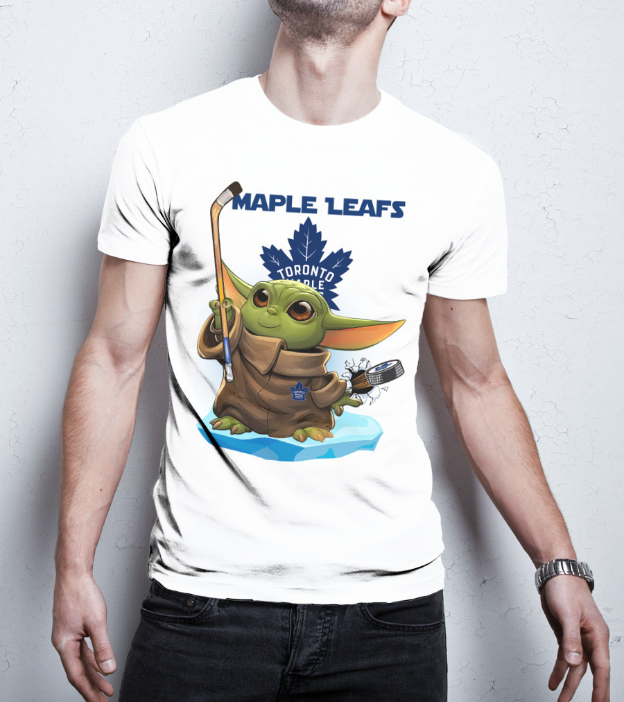 Baby Yoda Toronto Maple Leafs Hockey Fan T-Shirt