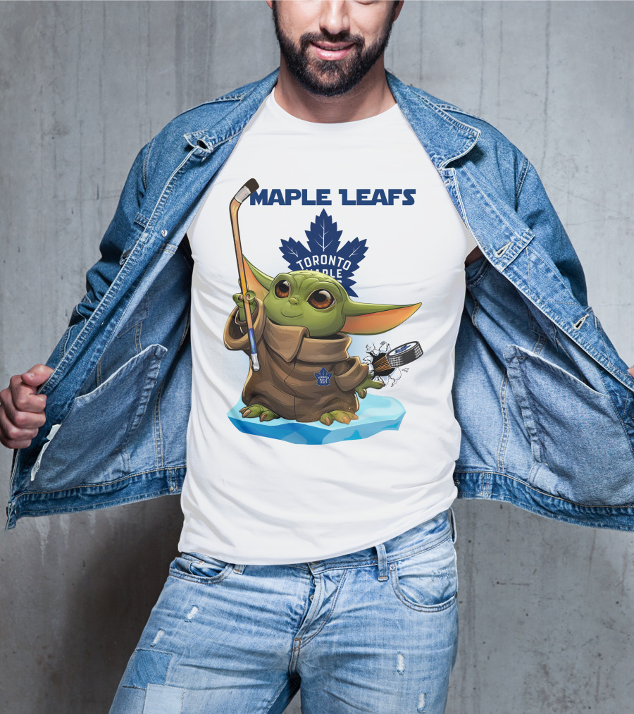 Baby Yoda Toronto Maple Leafs Hockey Fan T-Shirt