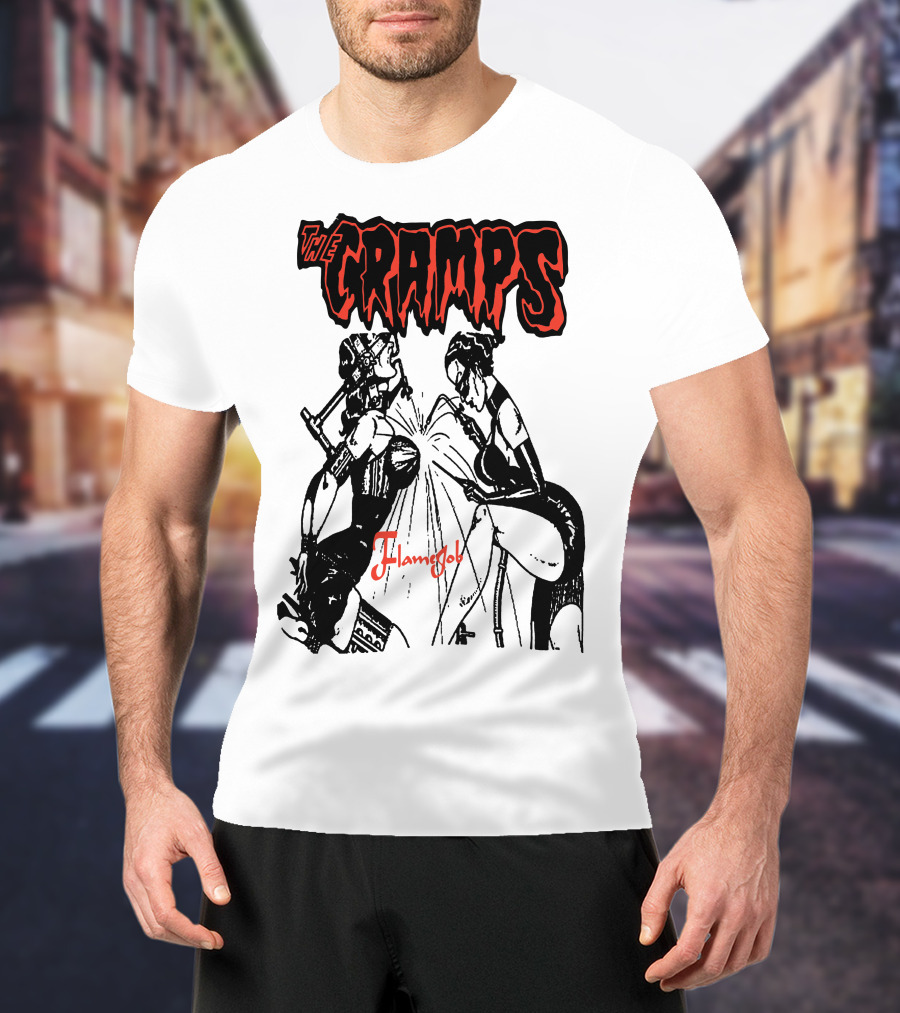 The Cramps Flamejob Artwork Kneeling Figures T-Shirt