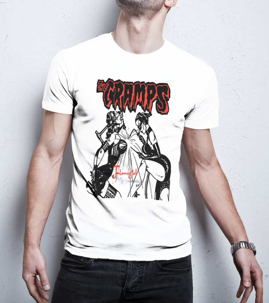 The Cramps Flamejob Artwork Kneeling Figures T-Shirt