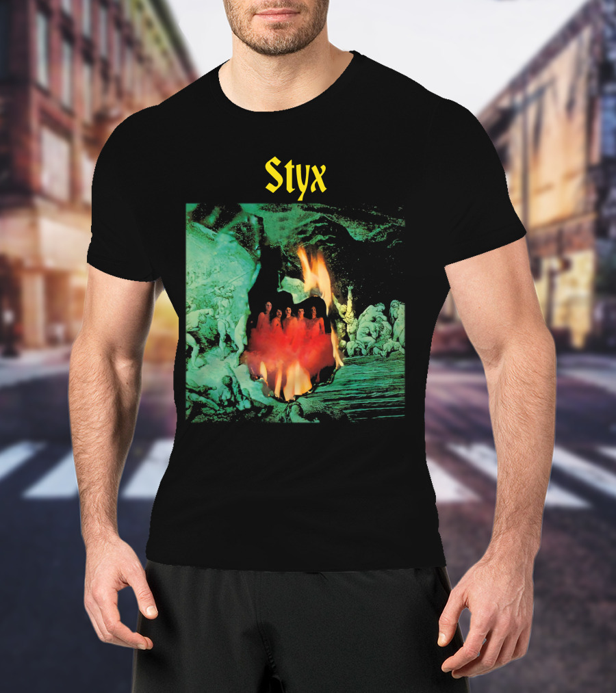 Styx Gothic Fantasy Art With Fire And Figures T-Shirt