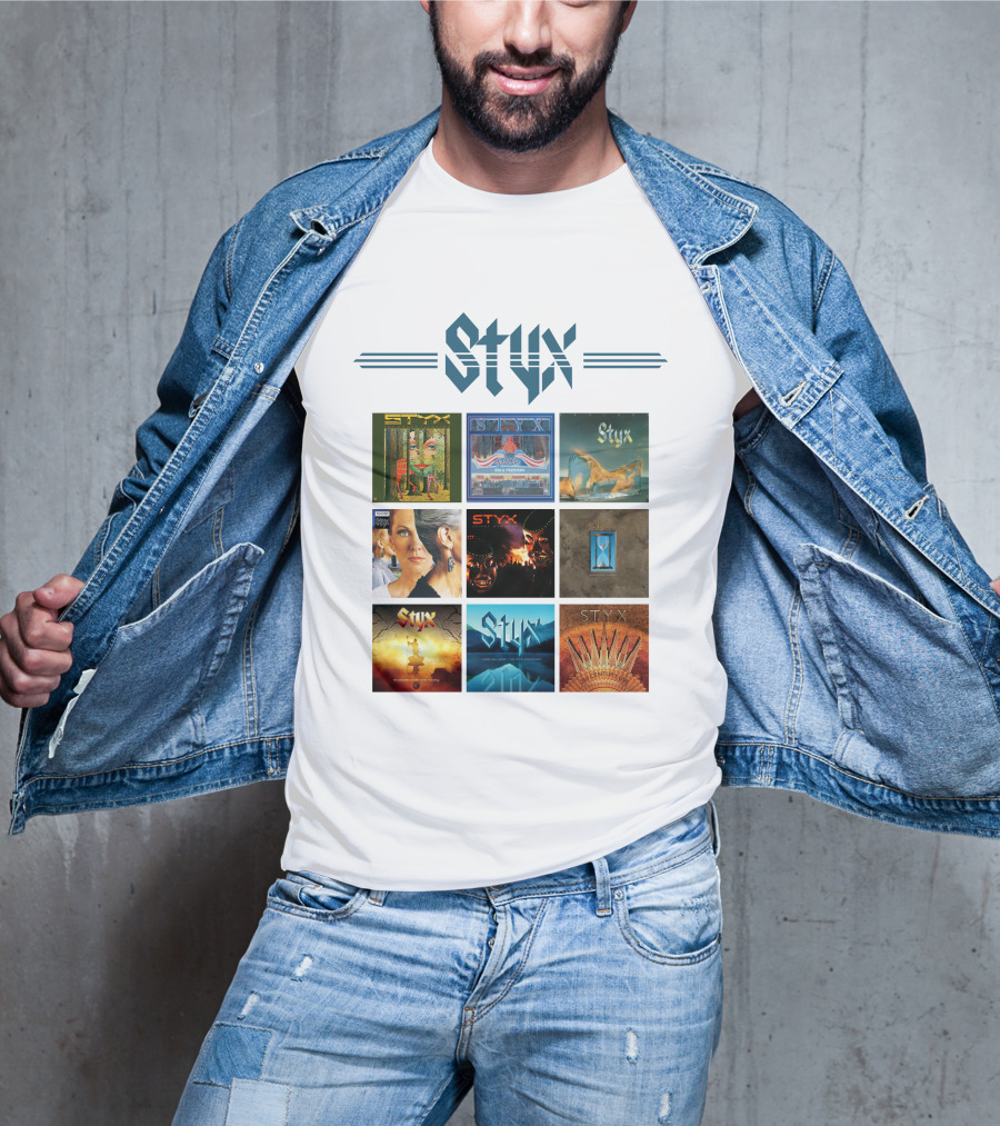Styx Album Covers Compilation Featuring Iconic Band Art T-Shirt