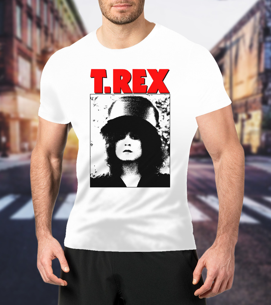 T. Rex Iconic Red Text With Black And White T-Shirt