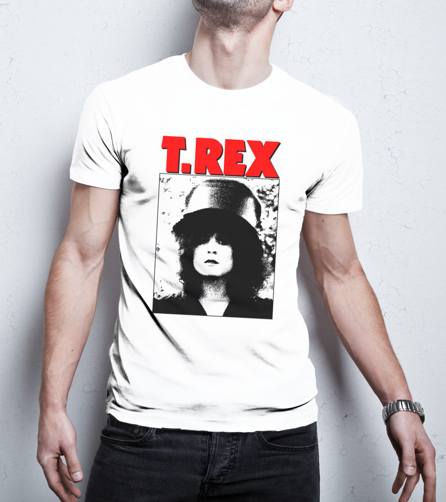 T. Rex Iconic Red Text With Black And White T-Shirt