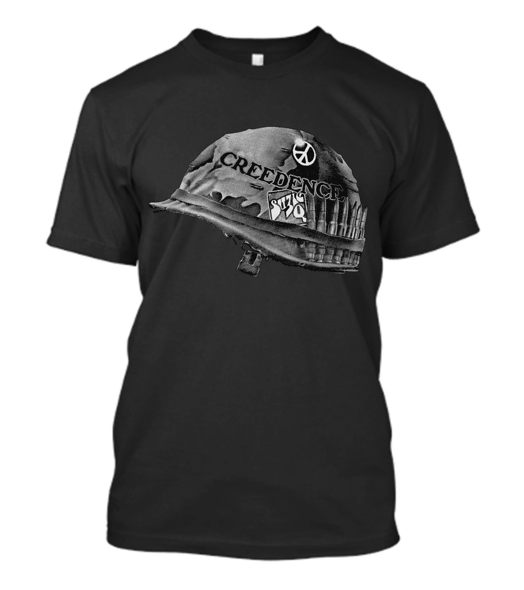 Creedence Clearwater Revival Suzie Q Helmet With Peace Sign And Bullet Band T-Shirt