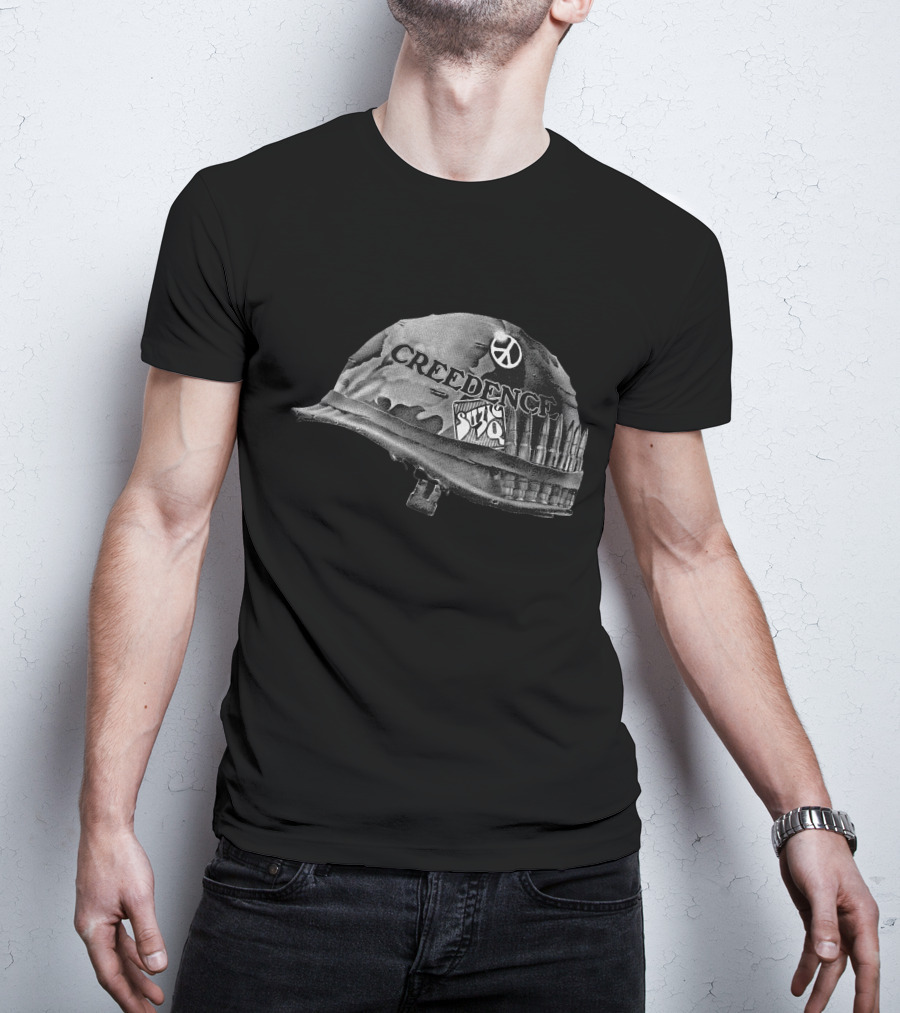 Creedence Clearwater Revival Suzie Q Helmet With Peace Sign And Bullet Band T-Shirt