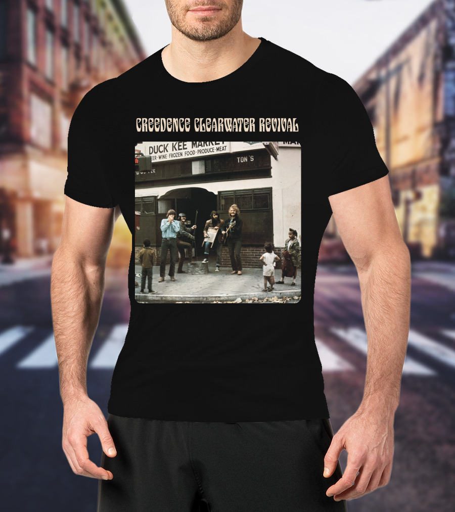 Creedence Clearwater Revival Duck Kee Market Street Performance Album Cover T-Shirt