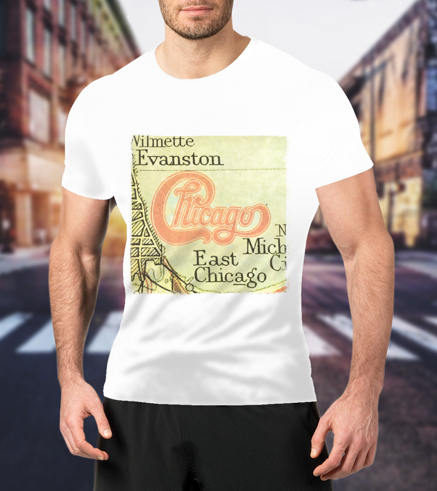 Chicago Map With Wilmette Evanston East Chicago T-Shirt