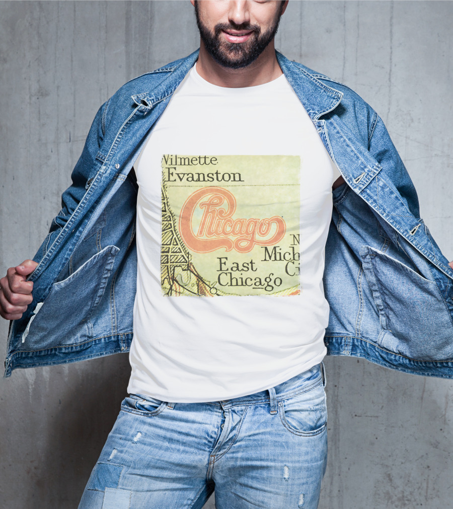 Chicago Map With Wilmette Evanston East Chicago T-Shirt
