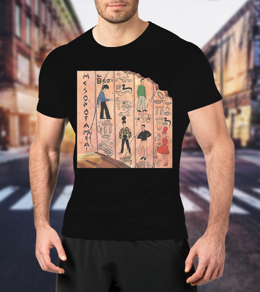 The B-52'S Mesopotamia Album Art With Band Members And Hieroglyphics T-Shirt