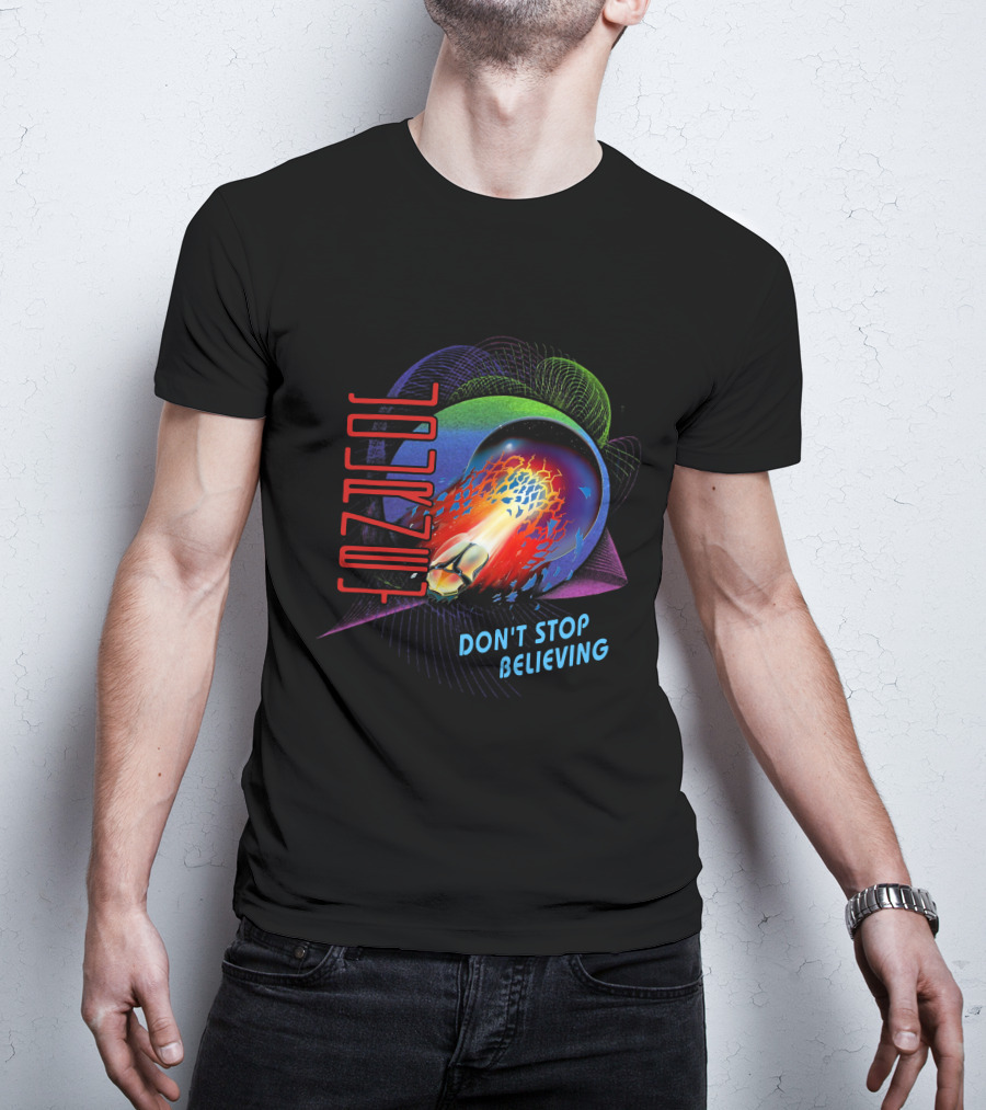 Journey Don't Stop Believing Neon Retro Abstract Sphere And Fireball T-Shirt