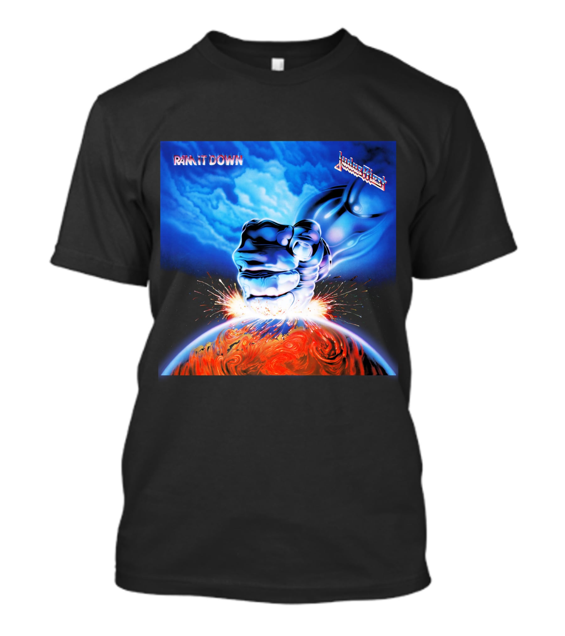 Judas Priest Ram It Down Album Art Fist And Lightning T-Shirt