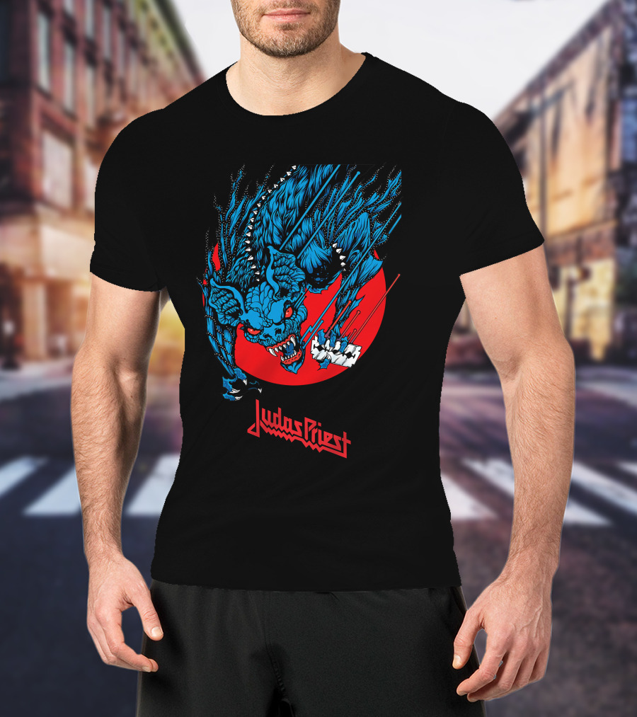 Judas Priest Fearsome Bat Monster Red Circle Debbie Harry Hairstyle T-Shirt