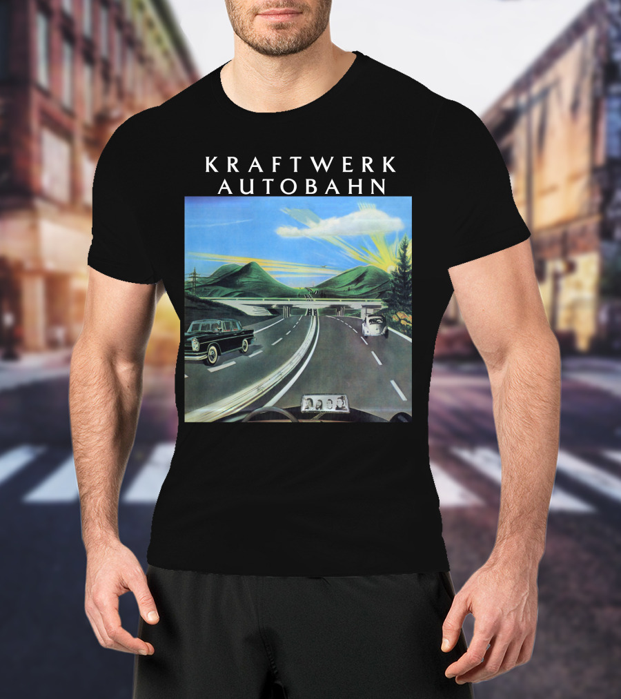 Kraftwerk Autobahn Scenic Highway Journey With Classic Cars And Mountains T-Shirt