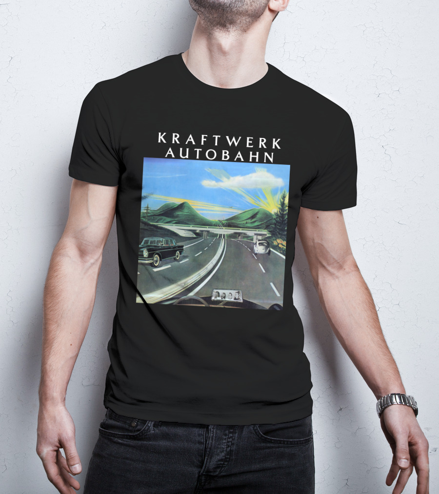 Kraftwerk Autobahn Scenic Highway Journey With Classic Cars And Mountains T-Shirt