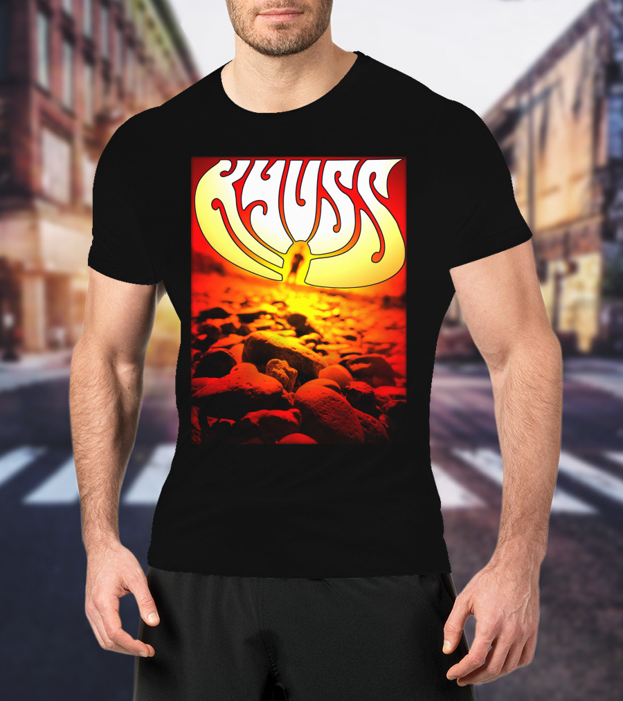 Kyuss Rock Band Logo With Sunset And Stones T-Shirt