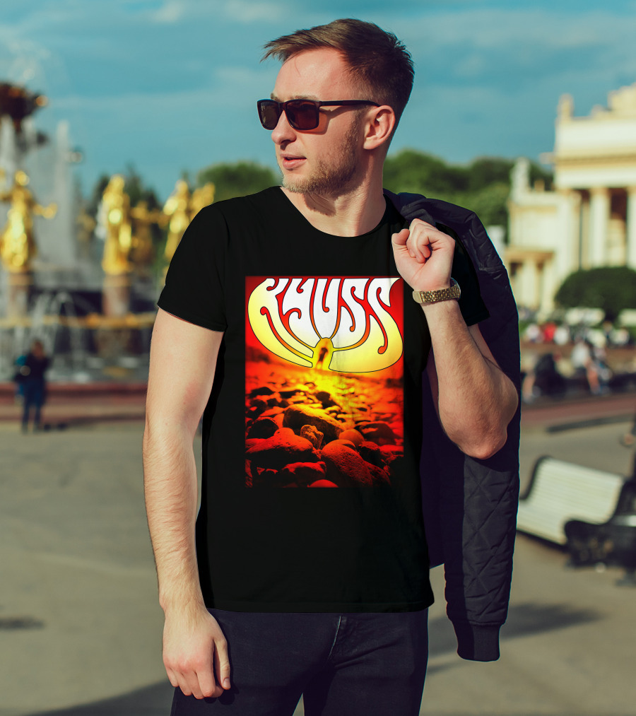 Kyuss Rock Band Logo With Sunset And Stones T-Shirt