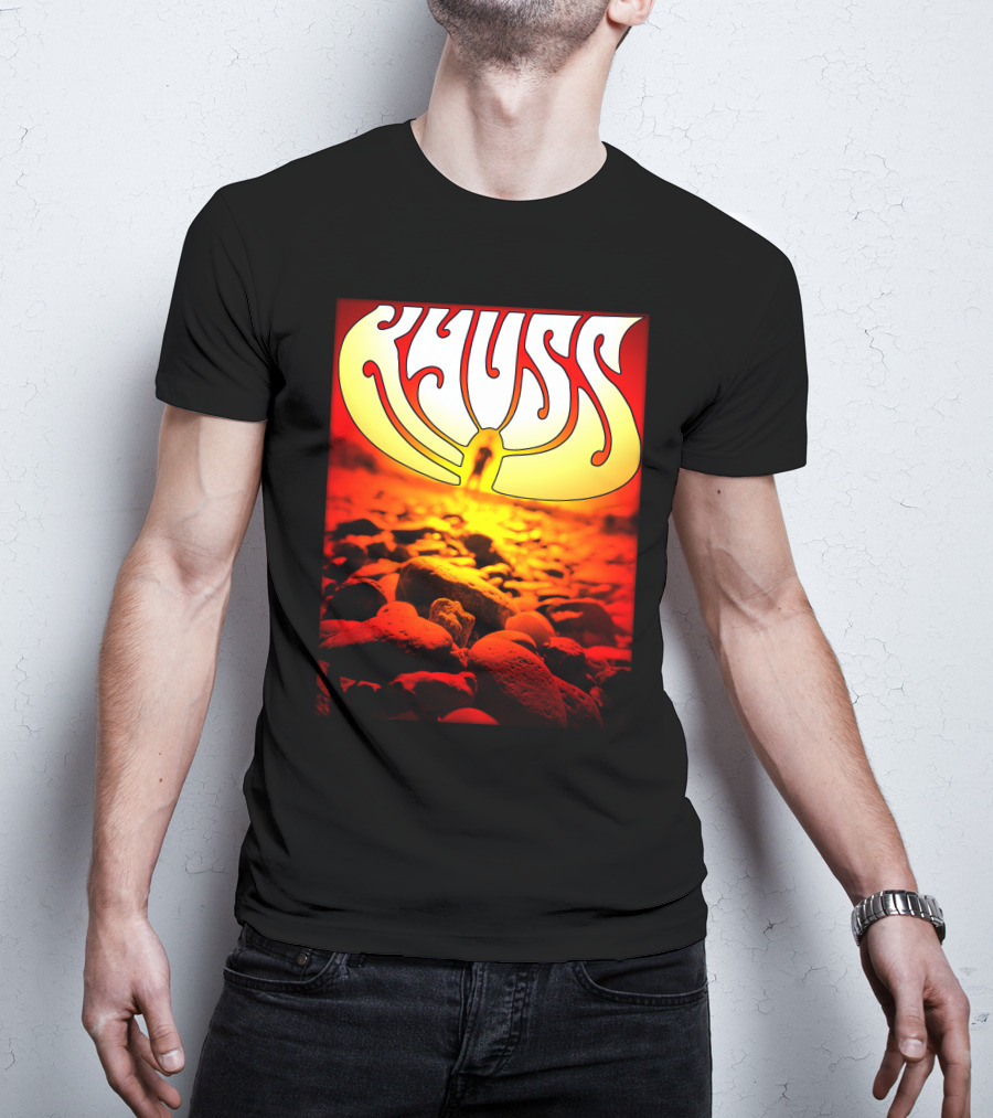 Kyuss Rock Band Logo With Sunset And Stones T-Shirt