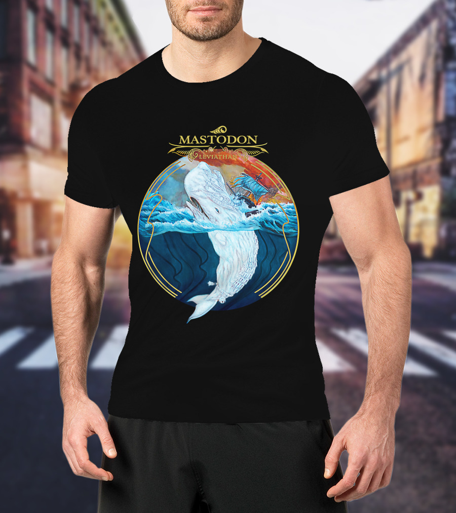 Mastodon Leviathan Moby Dick Whale Sea Battle T-Shirt