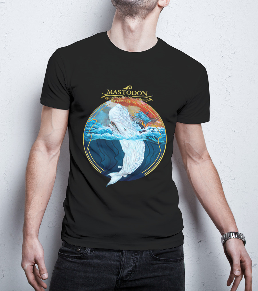 Mastodon Leviathan Moby Dick Whale Sea Battle T-Shirt