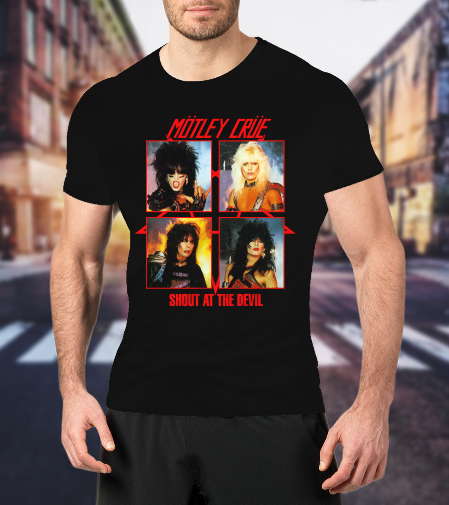 Mötley Crüe Shout At The Devil Album Cover Art Band Members T-Shirt