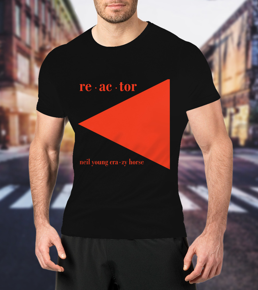Reactor Neil Young Crazy Horse Red Triangle On Black T-Shirt