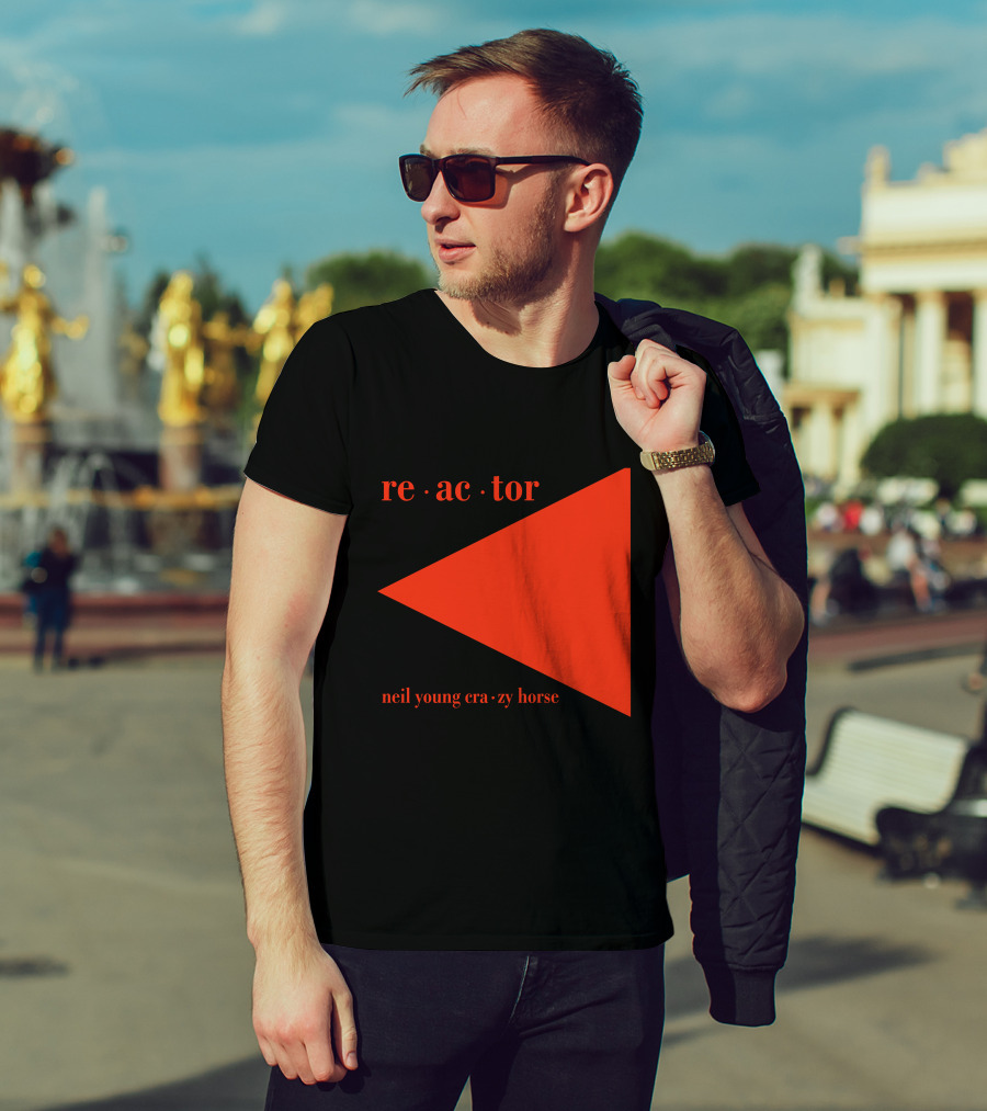 Reactor Neil Young Crazy Horse Red Triangle On Black T-Shirt