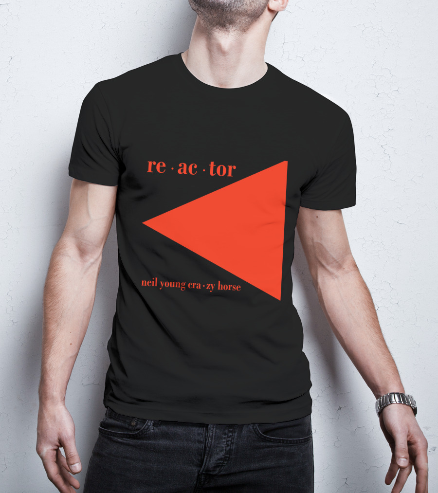 Reactor Neil Young Crazy Horse Red Triangle On Black T-Shirt