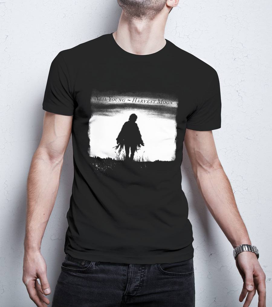 Neil Young Harvest Moon Silhouette Dark Horizon Scene T-Shirt