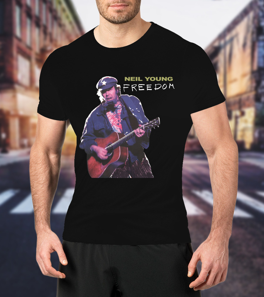 Neil Young Freedom Album Artwork Iconic Musician Performance T-Shirt