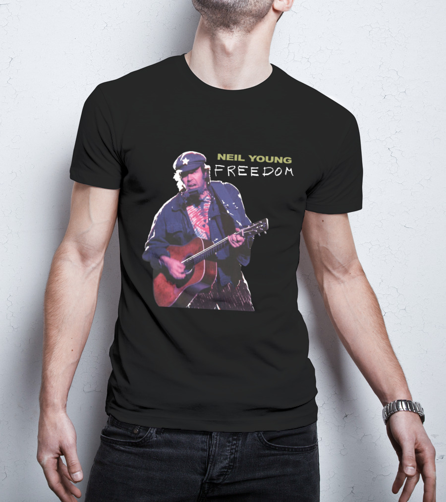 Neil Young Freedom Album Artwork Iconic Musician Performance T-Shirt