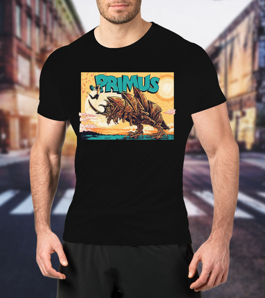 Primus Giant Insect Soldier With Suitcase Walking Into Sun T-Shirt