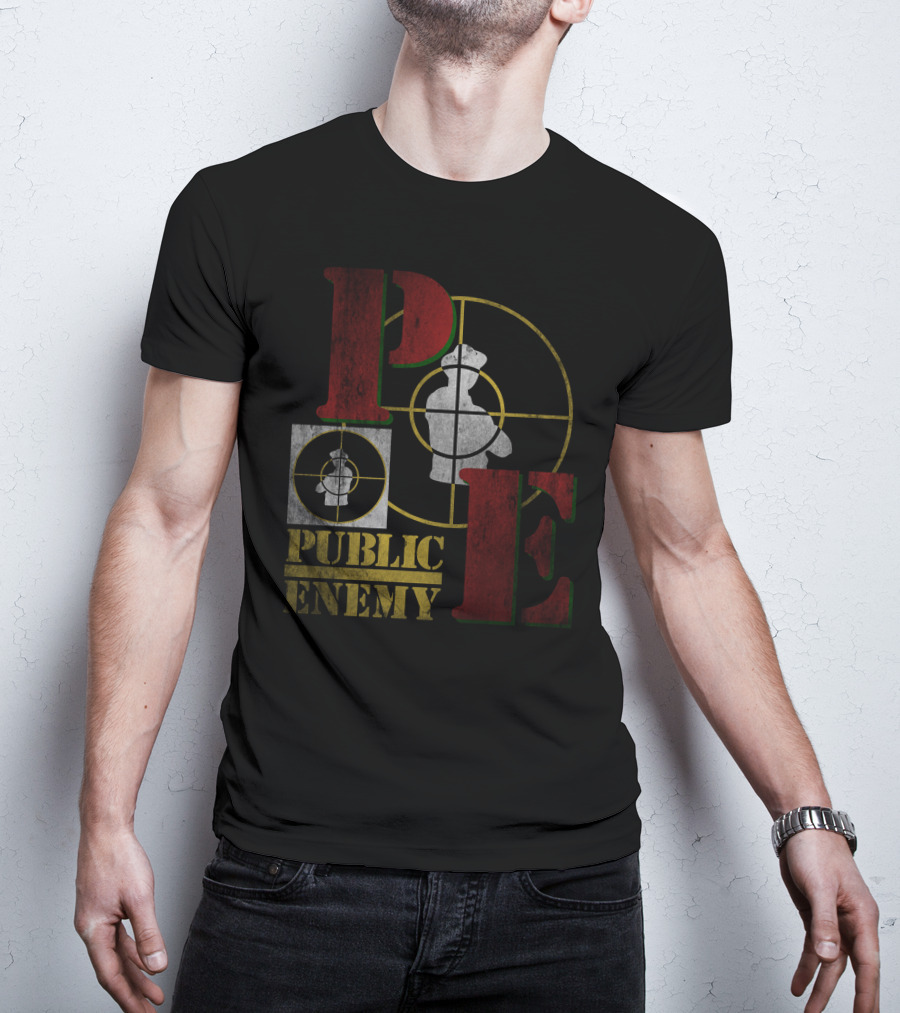 Public Enemy Logo With Target Symbol And Silhouette T-Shirt