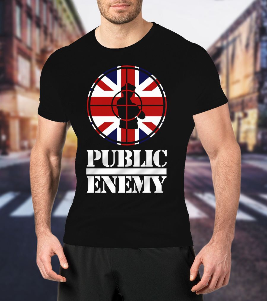 Public Enemy Target Silhouette Uk Flag T-Shirt