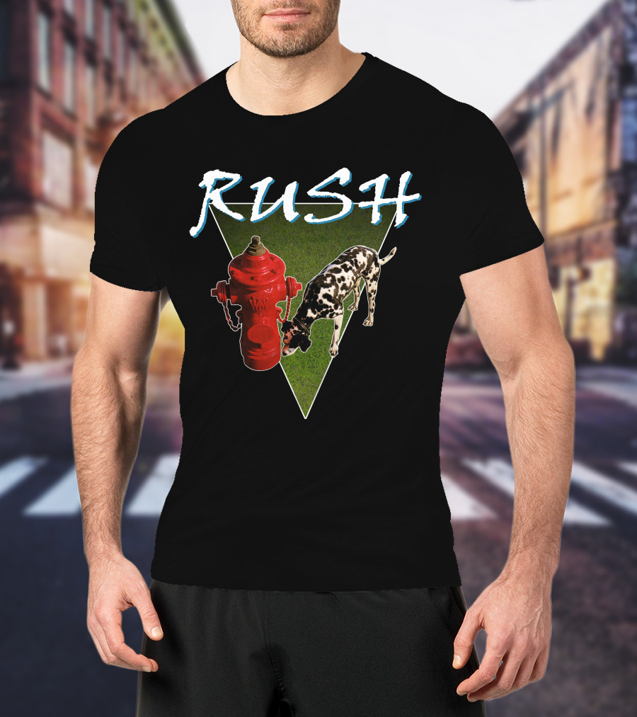 Rush Red Fire Hydrant Dalmatian Triangle T-Shirt