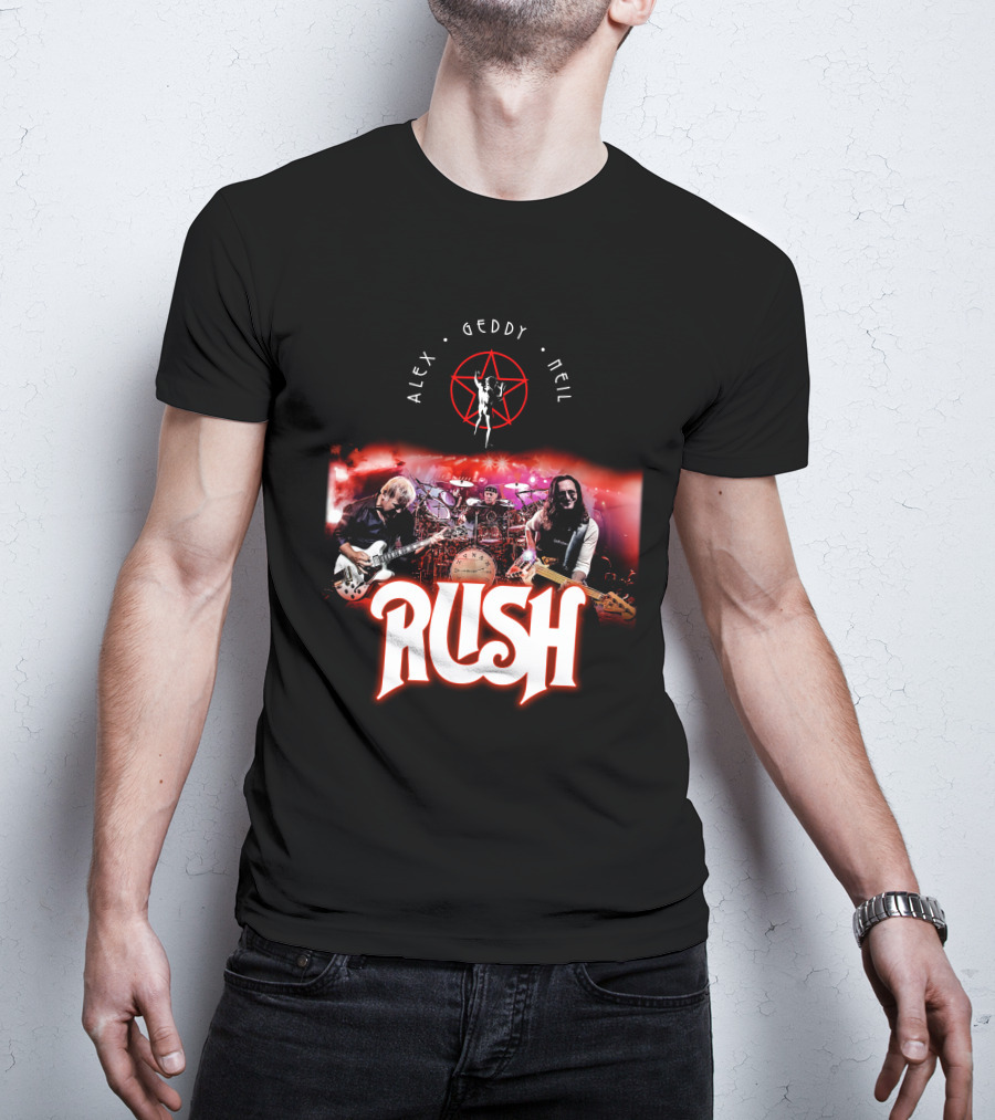 Rush Alex Geddy Neil Live Performance Iconic Band T-Shirt