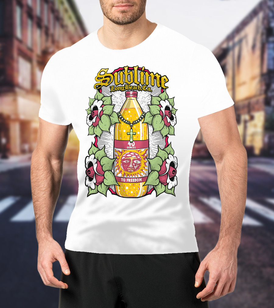 Sublime Long Beach Ca 40 Ounces To Freedom Sun Flowers T-Shirt
