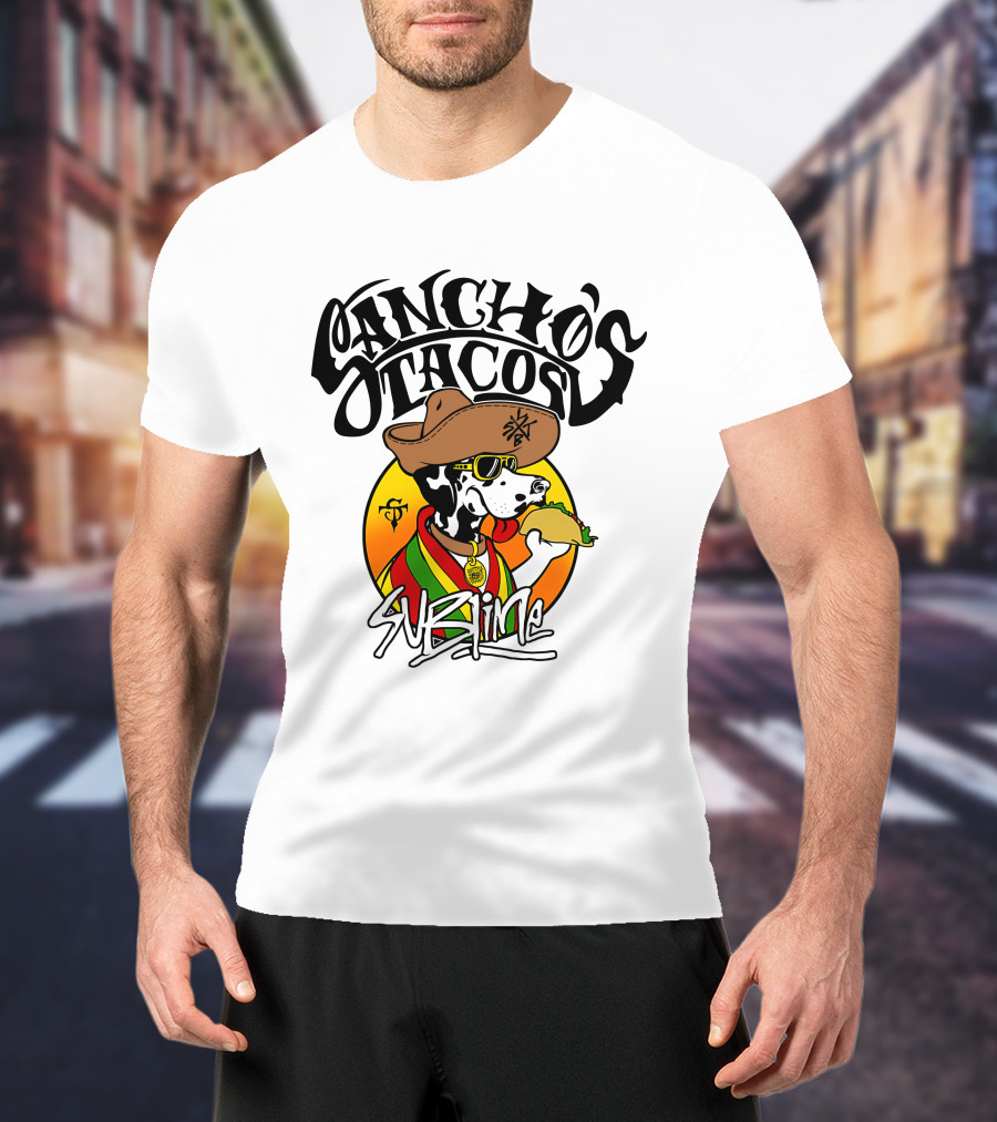 Sancho's Tacos Sublime Cow Eating Taco T-Shirt